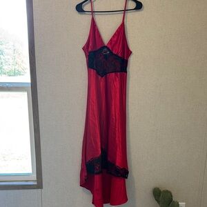 Victoria's Secret Red Satin Dress with Black Lace